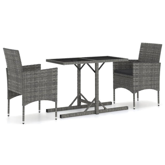 vidaXL 3 Piece Garden Dining Set Gray 2470