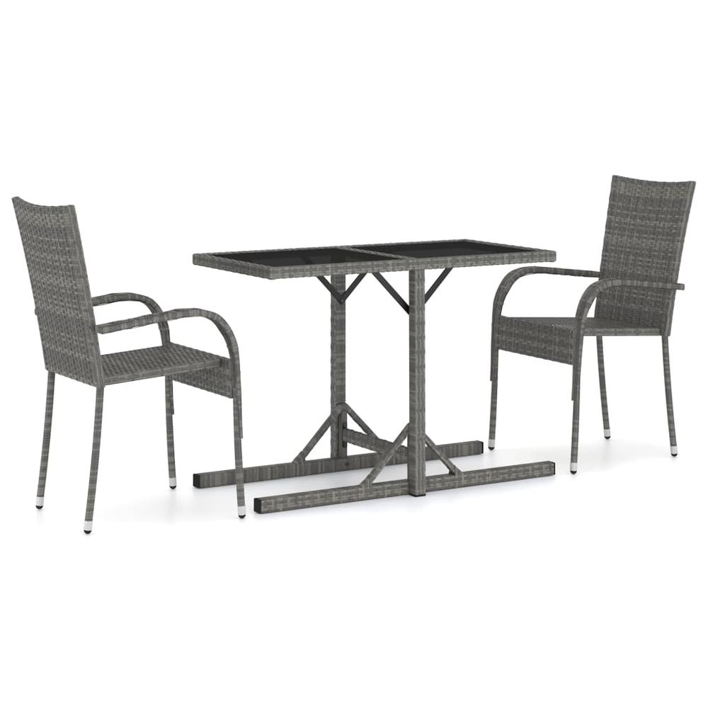 vidaXL 3 Piece Garden Dining Set Gray 2477