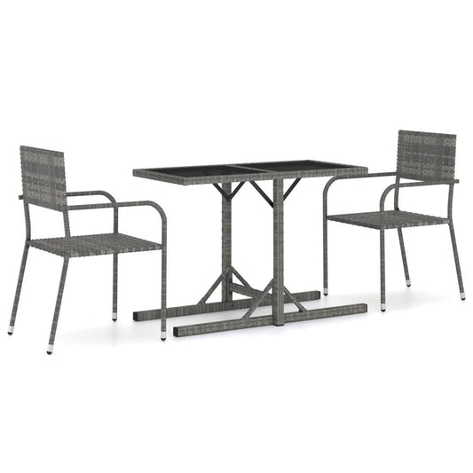 vidaXL 3 Piece Garden Dining Set Gray 2480