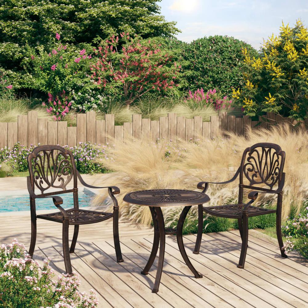 vidaXL 3 Piece Bistro Set Cast Aluminum Bronze 0565