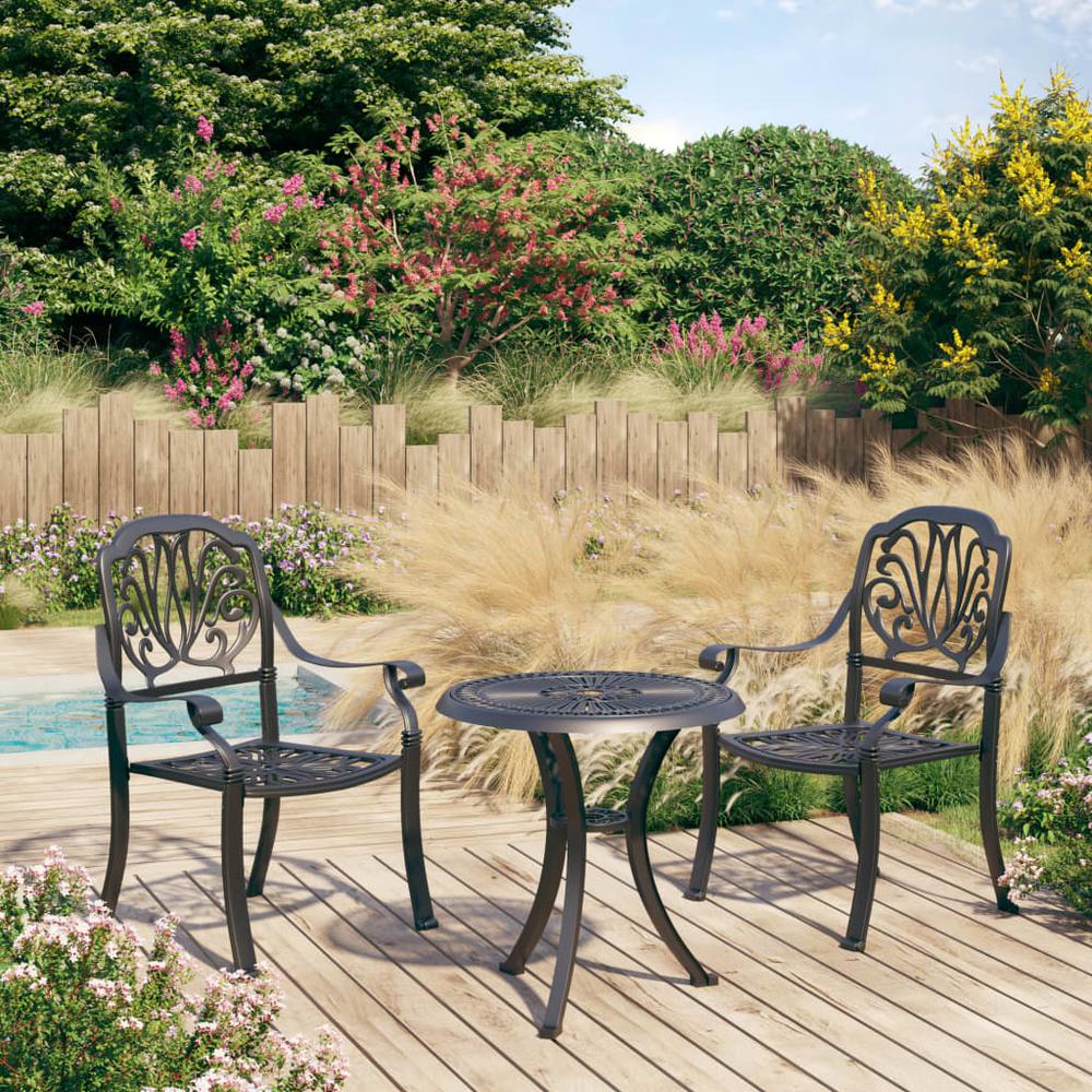 vidaXL 3 Piece Bistro Set Cast Aluminum Black 0566