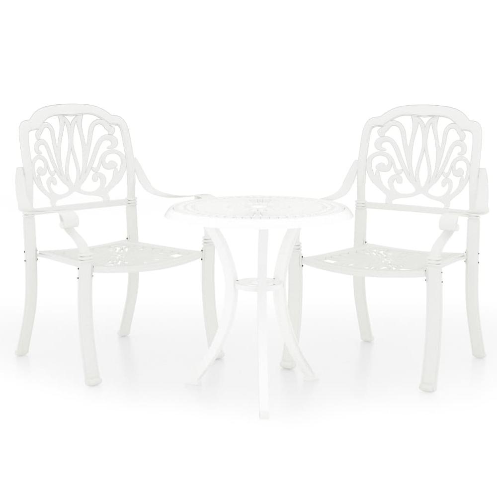 vidaXL 3 Piece Bistro Set Cast Aluminum White 0567