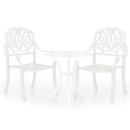 vidaXL 3 Piece Bistro Set Cast Aluminum White 0567