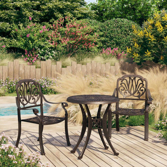 vidaXL 3 Piece Bistro Set Cast Aluminum Bronze 0571