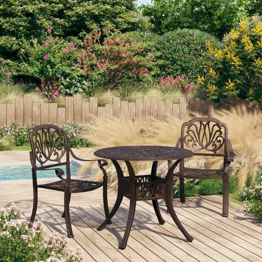 vidaXL 3 Piece Bistro Set Cast Aluminum Bronze 0574