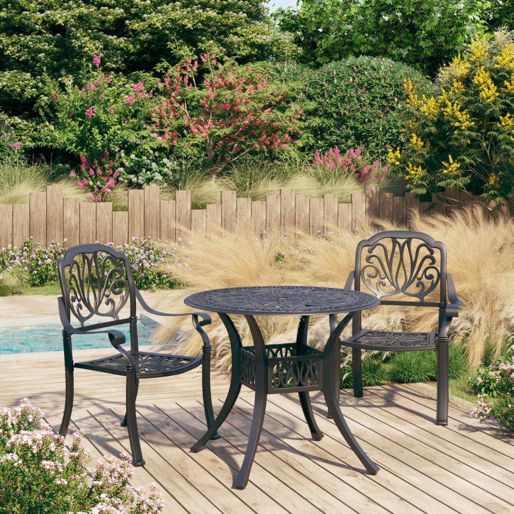 vidaXL 3 Piece Bistro Set Cast Aluminum Black 0575