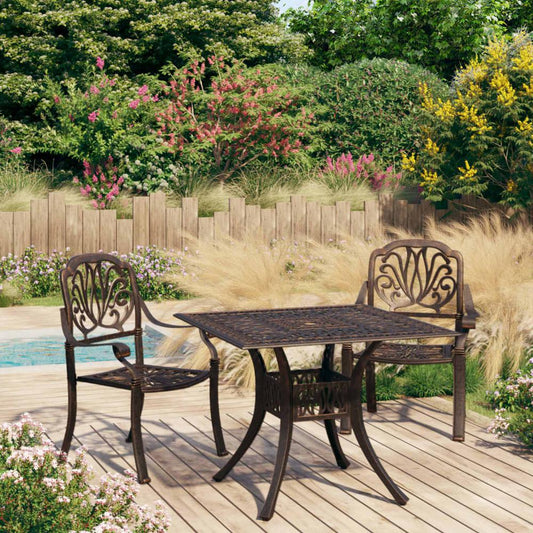 vidaXL 3 Piece Bistro Set Cast Aluminum Bronze 0577