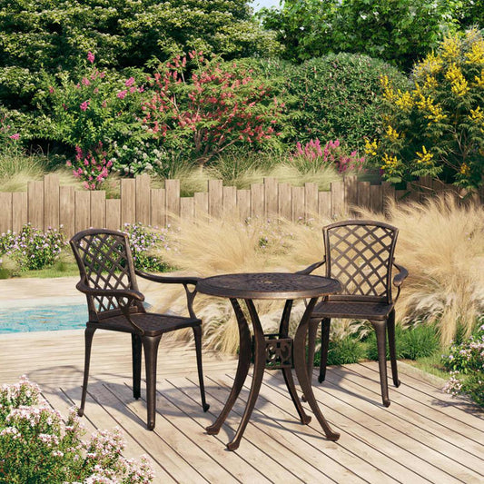 vidaXL 3 Piece Bistro Set Cast Aluminum Bronze 0580