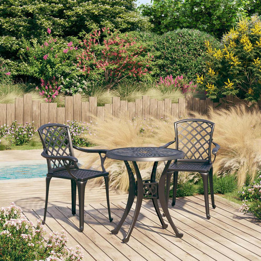 vidaXL 3 Piece Bistro Set Cast Aluminum Black 0581