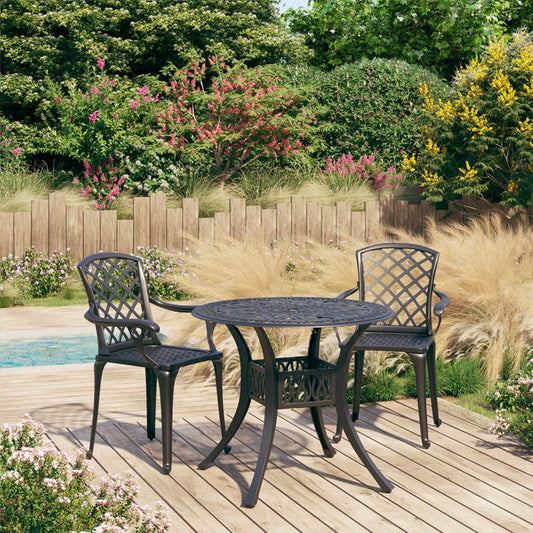 vidaXL 3 Piece Bistro Set Cast Aluminum Black 0584