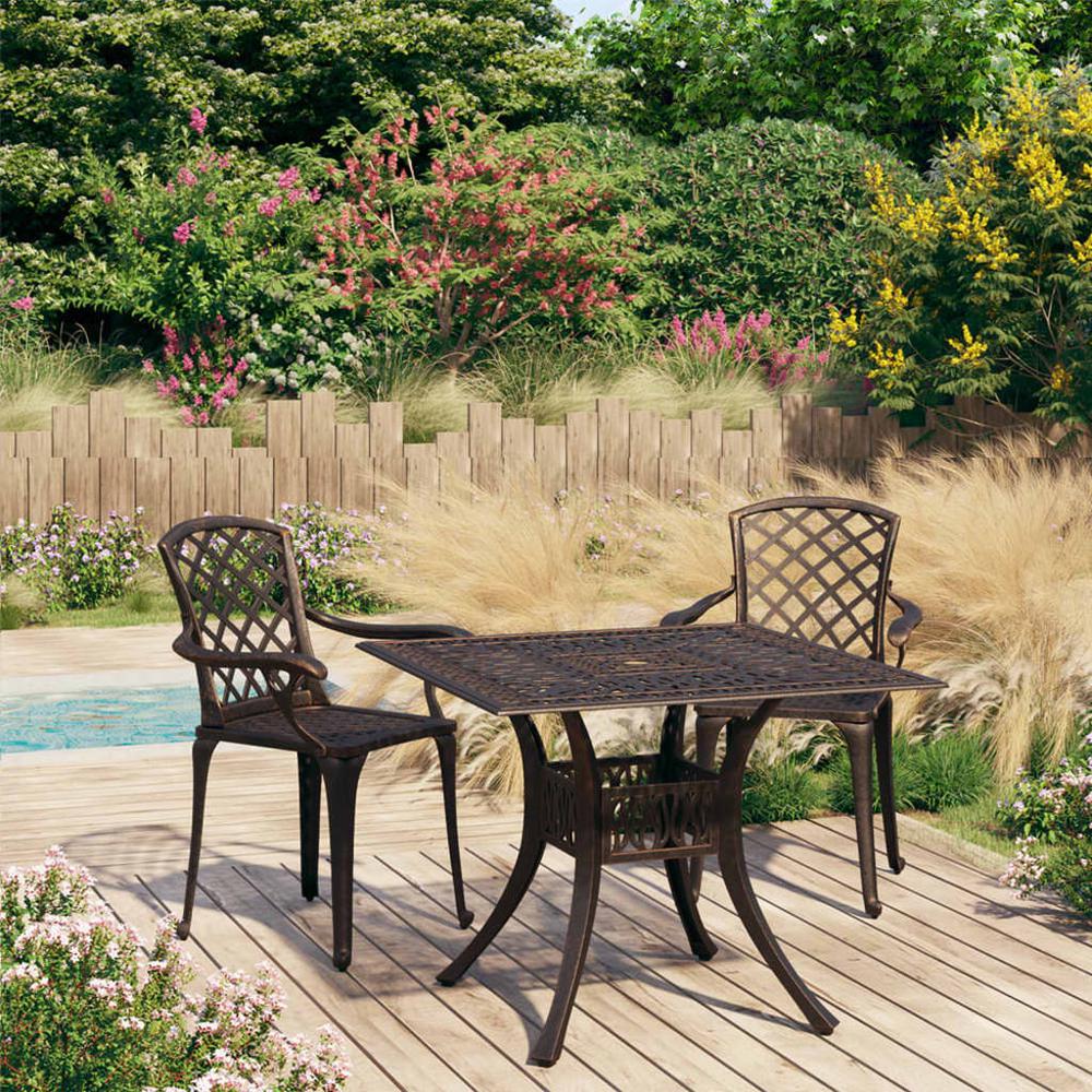 vidaXL 3 Piece Bistro Set Cast Aluminum Bronze 0586