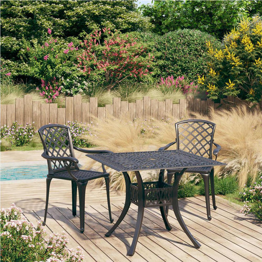 vidaXL 3 Piece Bistro Set Cast Aluminum Black 0587