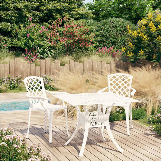 vidaXL 3 Piece Bistro Set Cast Aluminum White 0588