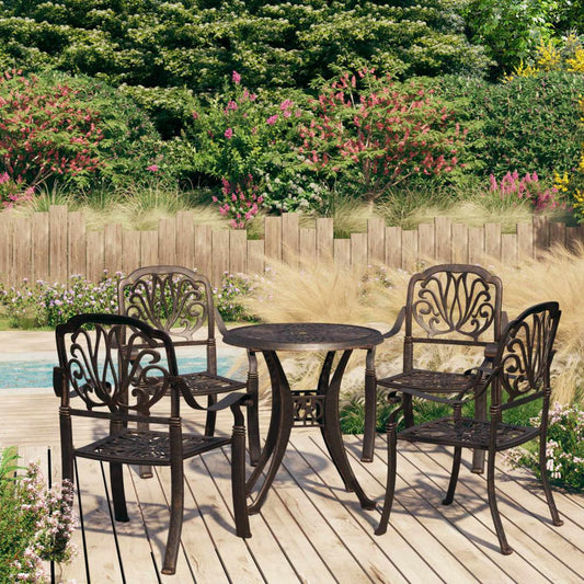 vidaXL 5 Piece Bistro Set Cast Aluminum Bronze 0598