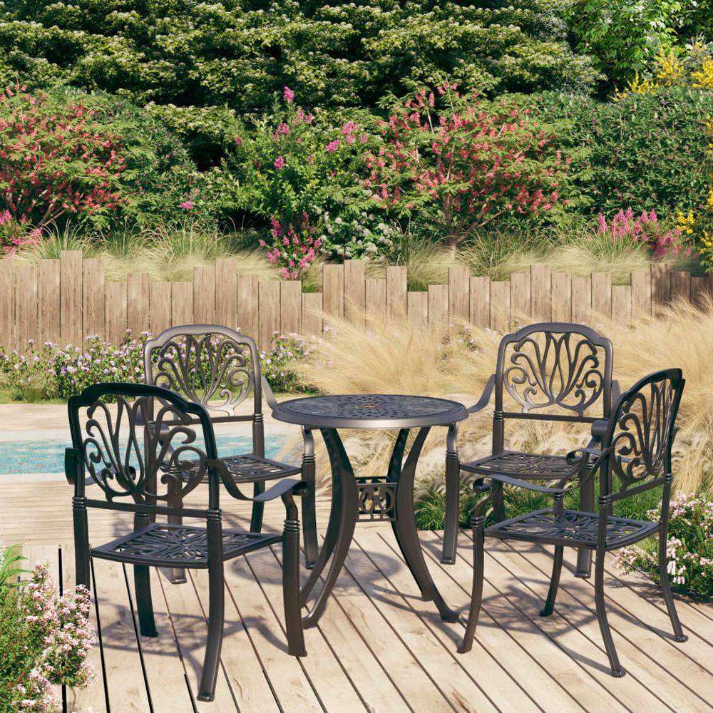 vidaXL 5 Piece Bistro Set Cast Aluminum Black 0599