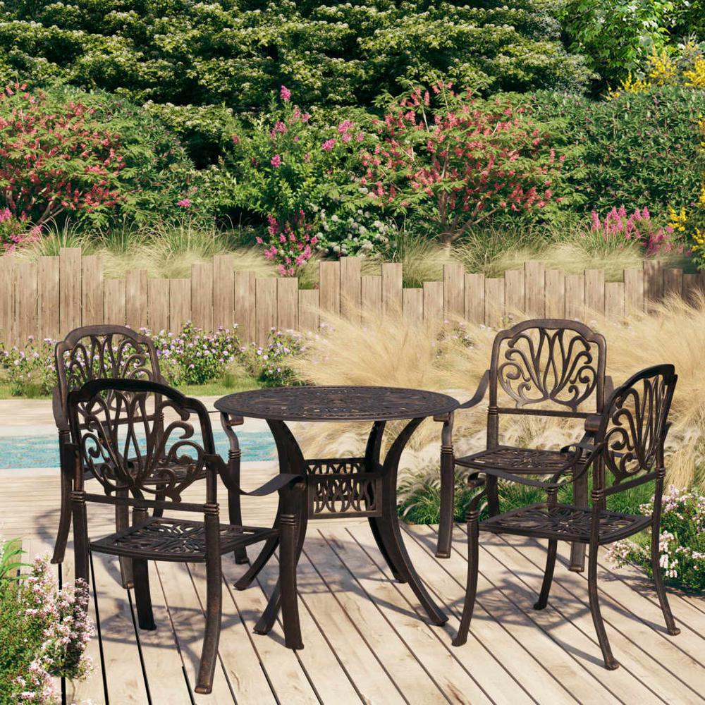 vidaXL 5 Piece Bistro Set Cast Aluminum Bronze 0601