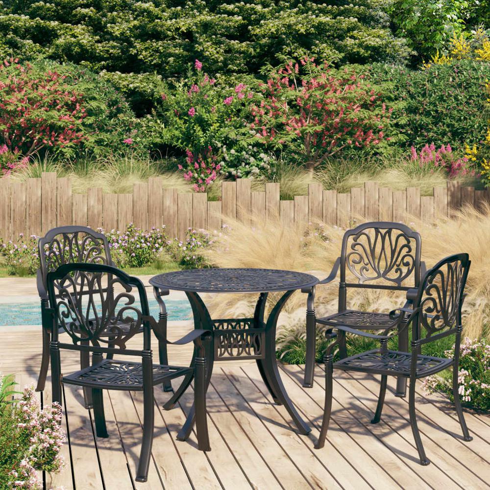 vidaXL 5 Piece Bistro Set Cast Aluminum Black 0602