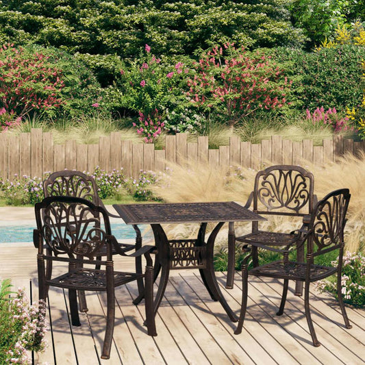 vidaXL 5 Piece Bistro Set Cast Aluminum Bronze 0604