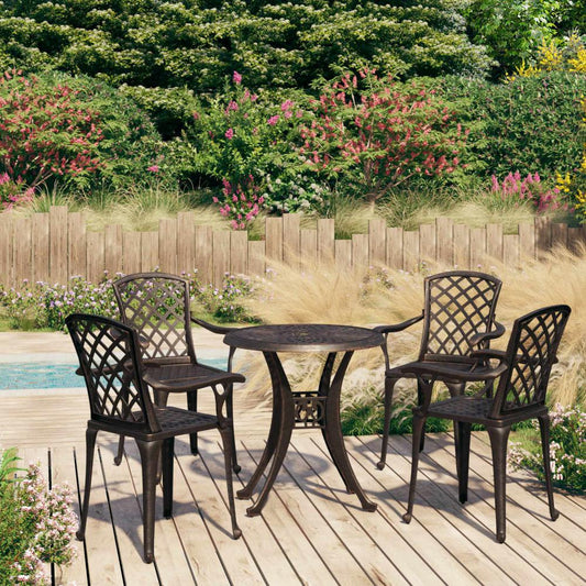 vidaXL 5 Piece Bistro Set Cast Aluminum Bronze 0607