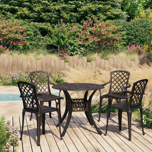 vidaXL 5 Piece Bistro Set Cast Aluminum Bronze 0610