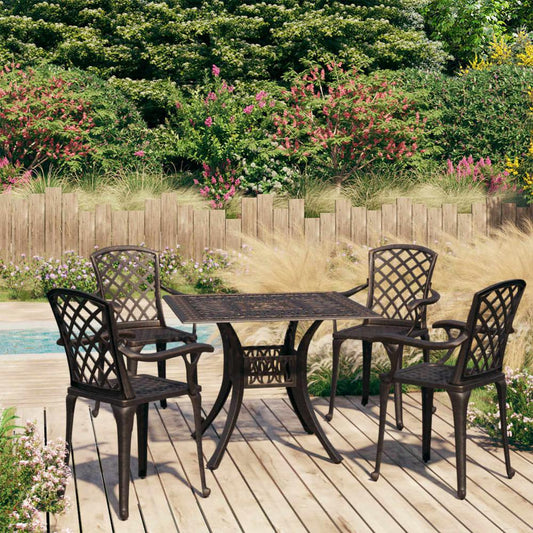 vidaXL 5 Piece Bistro Set Cast Aluminum Bronze 0613