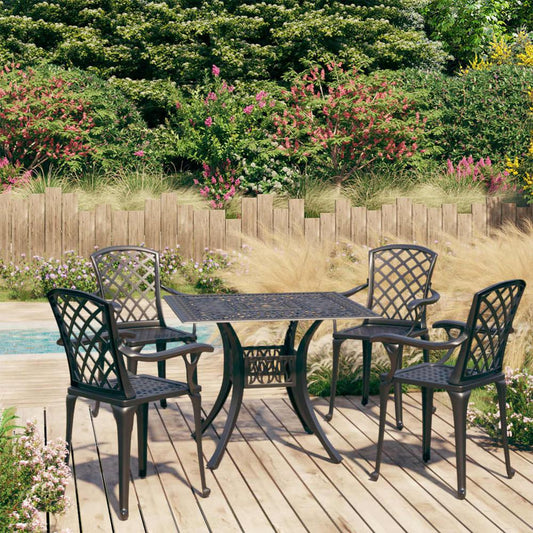 vidaXL 5 Piece Bistro Set Cast Aluminum Black 0614