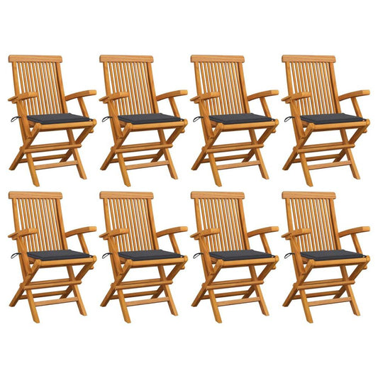 vidaXL Garden Chairs with Anthracite Cushions 8 pcs Solid Teak Wood 2889