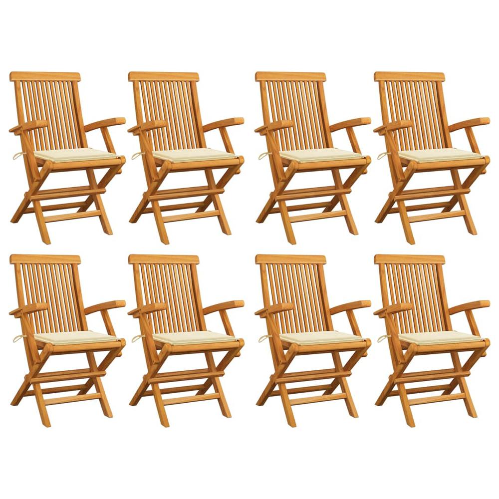 vidaXL Garden Chairs with Cream Cushions 8 pcs Solid Teak Wood 2891