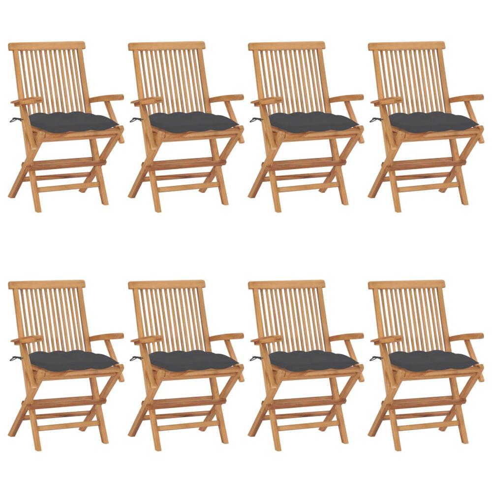 vidaXL Garden Chairs with Anthracite Cushions 8 pcs Solid Teak Wood 2904