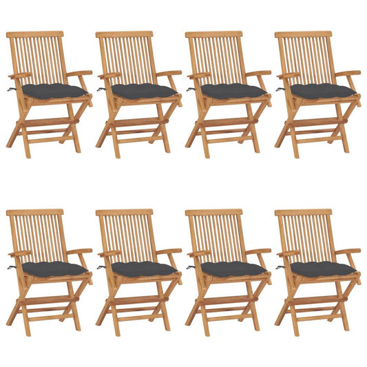 vidaXL Garden Chairs with Anthracite Cushions 8 pcs Solid Teak Wood 2904