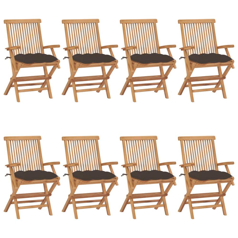 vidaXL Garden Chairs with Taupe Cushions 8 pcs Solid Teak Wood 2912