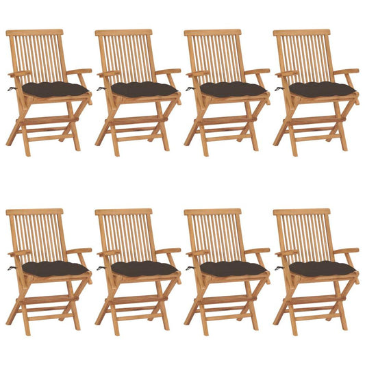 vidaXL Garden Chairs with Taupe Cushions 8 pcs Solid Teak Wood 2912