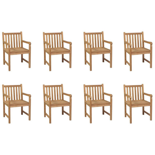 vidaXL Outdoor Chairs 8 pcs Solid Teak Wood 3003