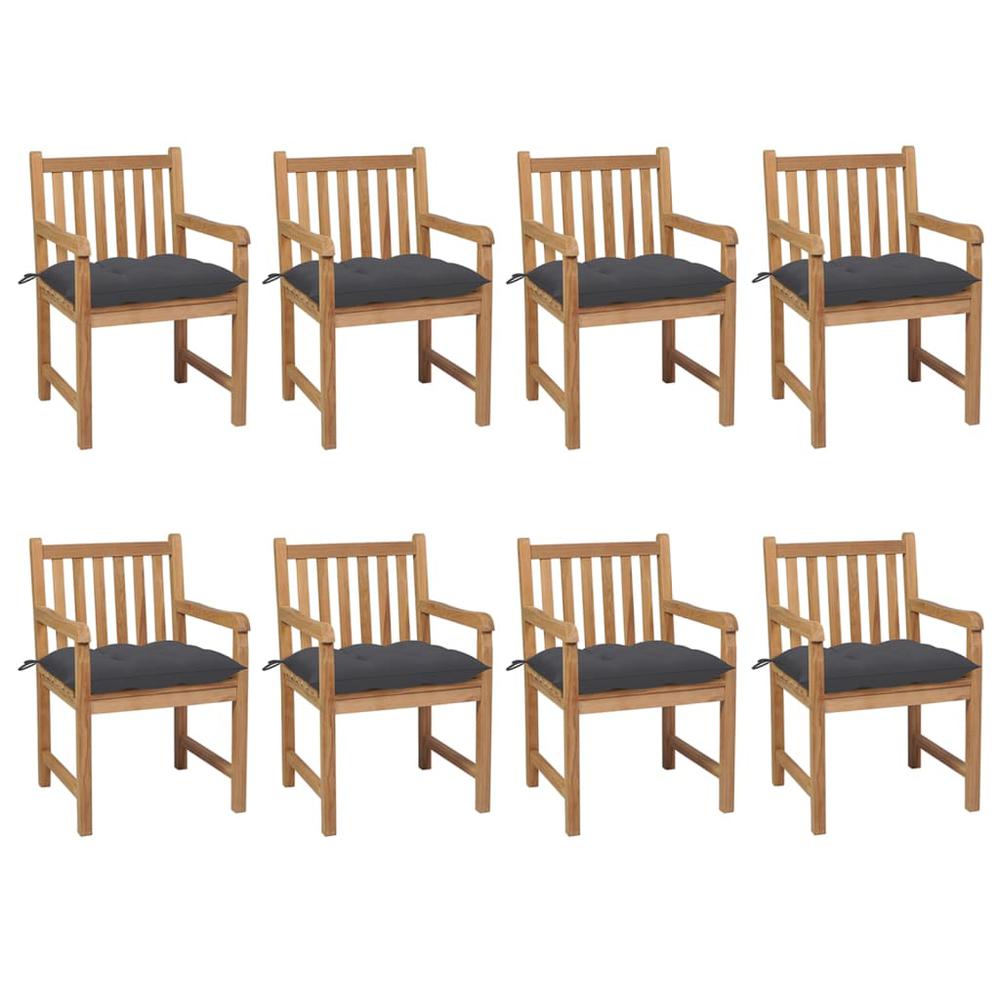 vidaXL Garden Chairs 8 pcs with Anthracite Cushions Solid Teak Wood 3073