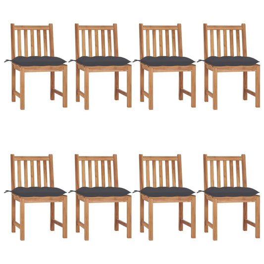 vidaXL Garden Chairs 8 pcs with Cushions Solid Teak Wood 3157