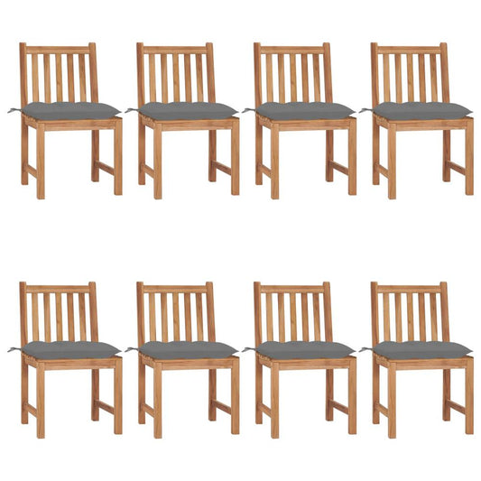 vidaXL Garden Chairs 8 pcs with Cushions Solid Teak Wood 3158