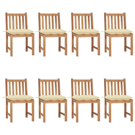 vidaXL Garden Chairs 8 pcs with Cushions Solid Teak Wood 3159