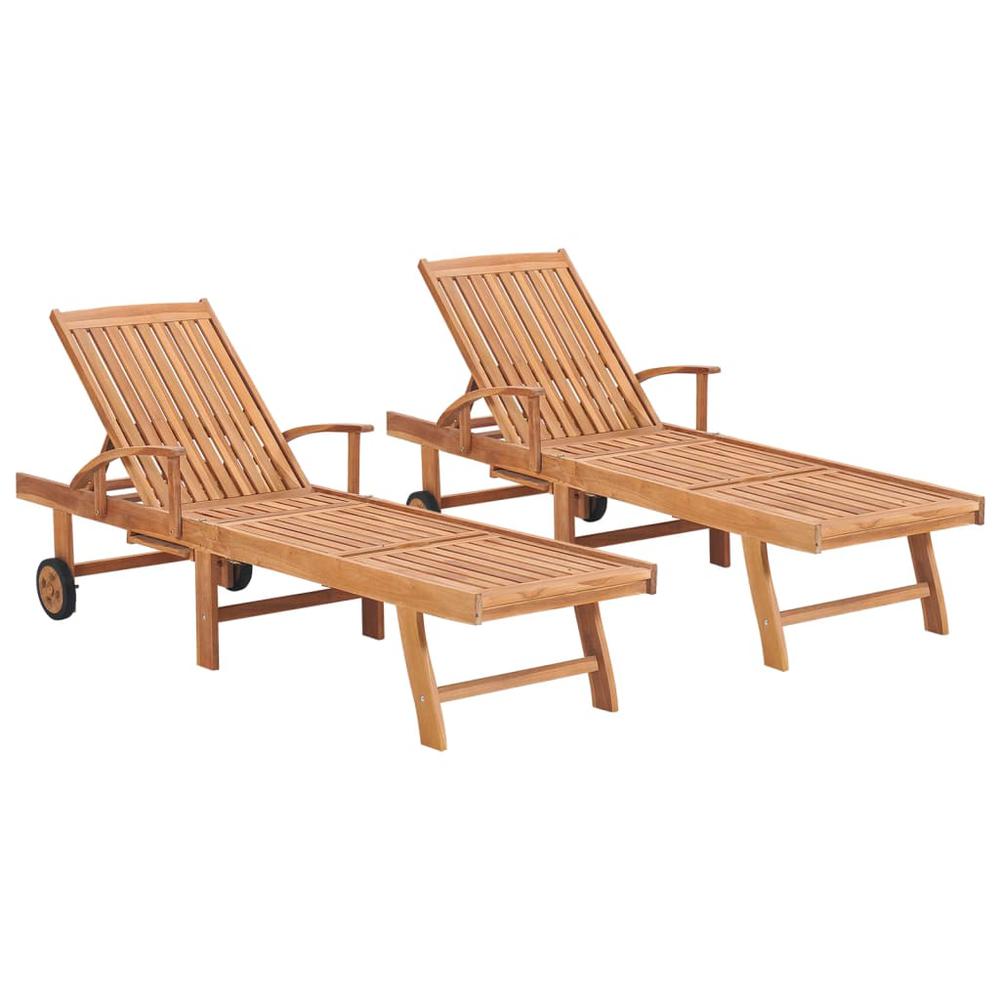 vidaXL Sun Loungers 2 pcs Solid Teak Wood 3169