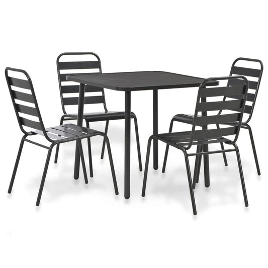 vidaXL 5 Piece Outdoor Dining Set Steel Dark Gray, 44262