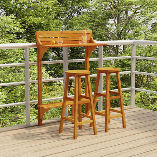 vidaXL 3 Piece Balcony Bar Set Solid Wood Acacia, 3116003