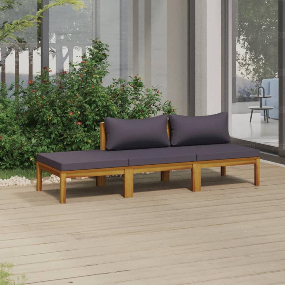 vidaXL 3 Piece Patio Lounge Set with Cushion Solid Acacia Wood, 3086920