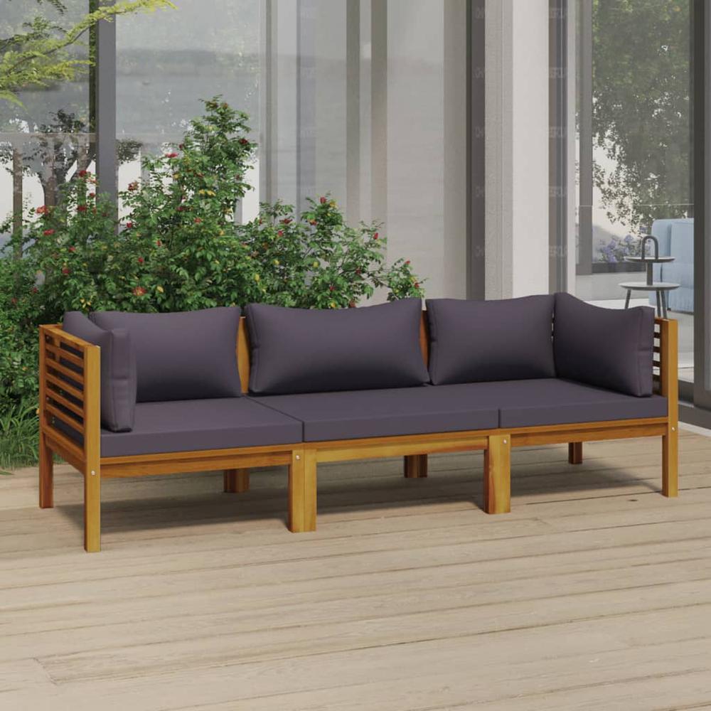 vidaXL 3-Seater Patio Sofa with Cushion Solid Acacia Wood, 3086900