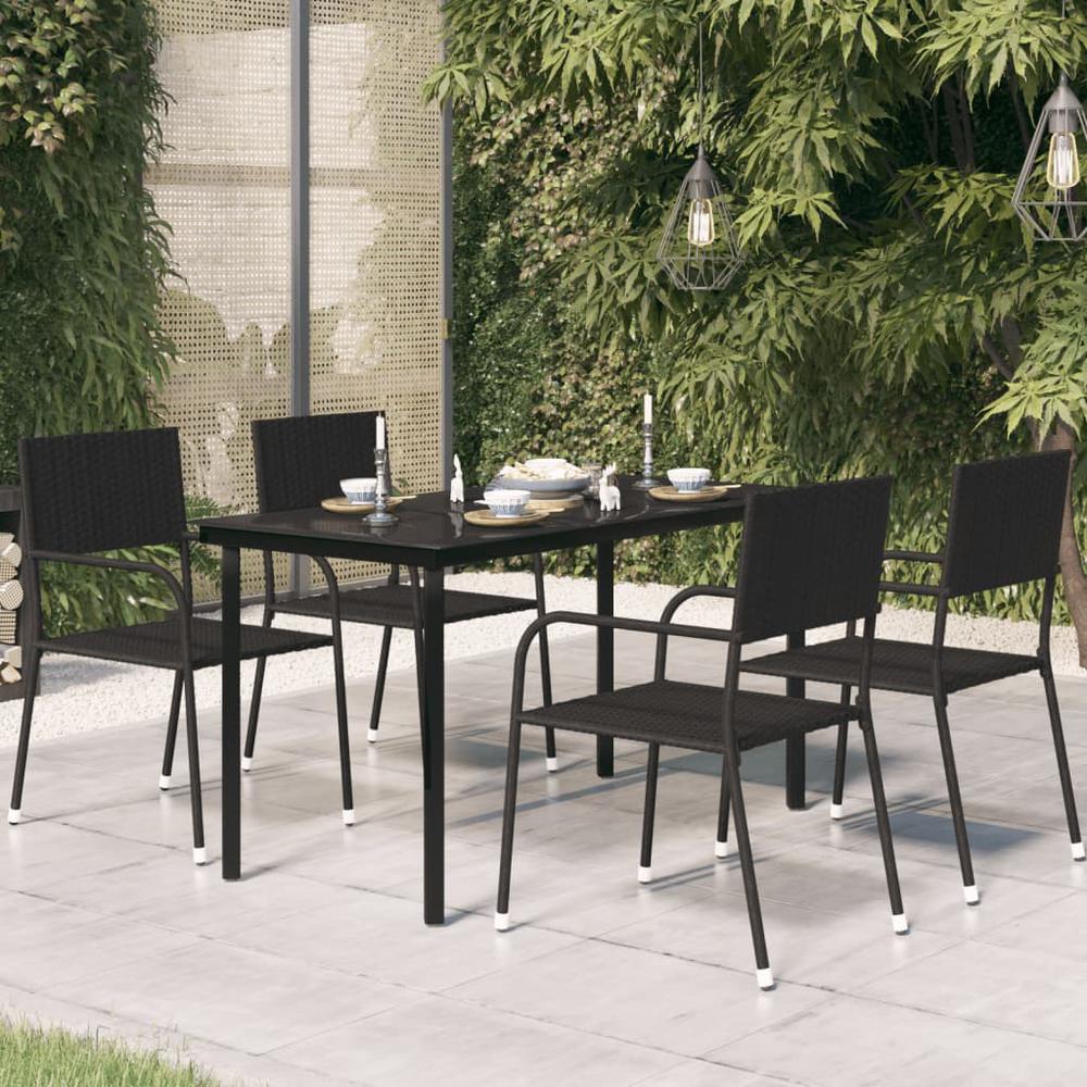 vidaXL Patio Dining Table Black 55.1"x27.6"x29.1" Steel and Glass, 318747