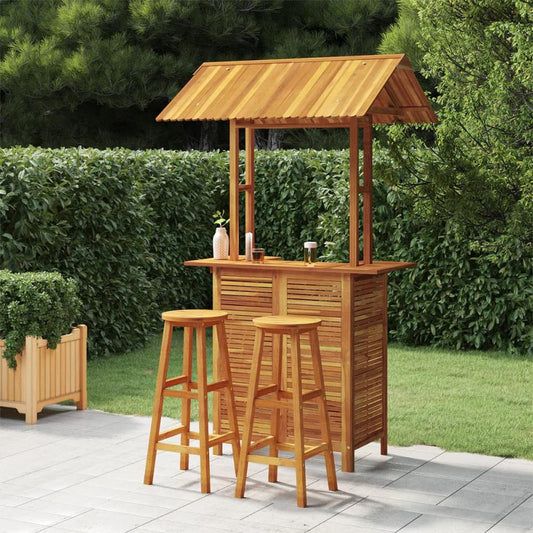 vidaXL 3 Piece Patio Bar Set Solid Wood Acacia, 3116006