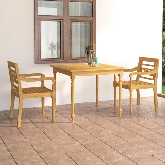 vidaXL 3 Piece Patio Dining Set Solid Teak Wood