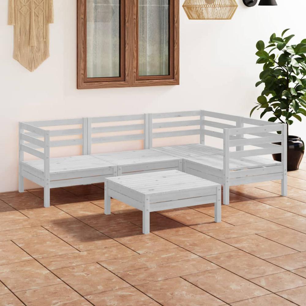 vidaXL 5 Piece Patio Lounge Set Solid Pinewood White