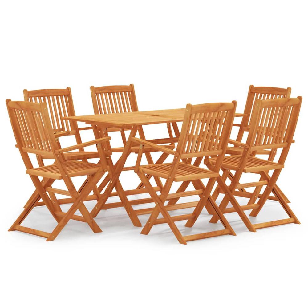 vidaXL 7 Piece Folding Patio Dining Set Solid Eucalyptus Wood, 3087152