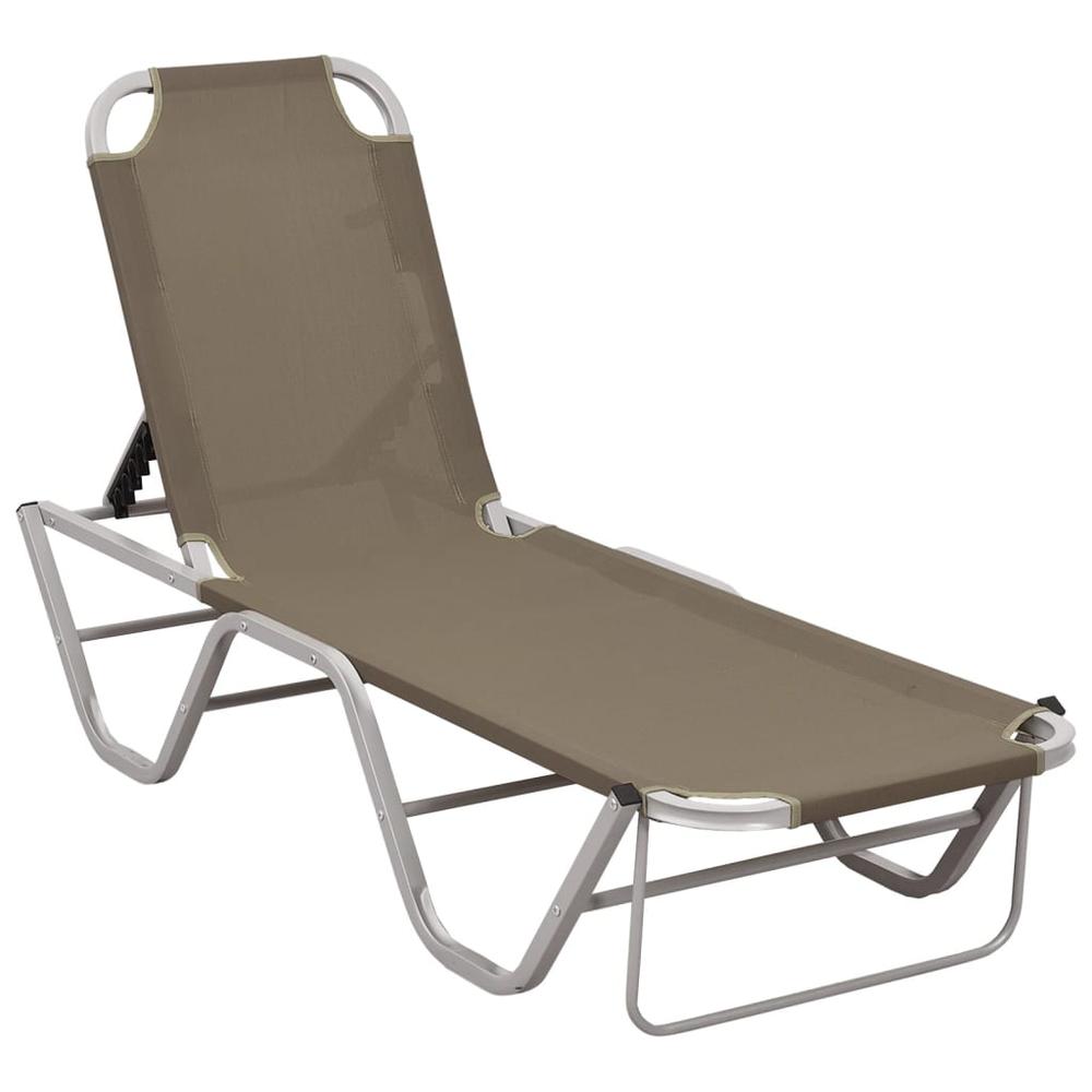 vidaXL Sun Lounger Aluminum and Textilene Taupe