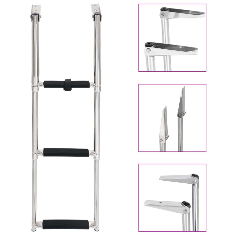 vidaXL Folding Boarding Ladder 3-step Stainless Steel, 92374