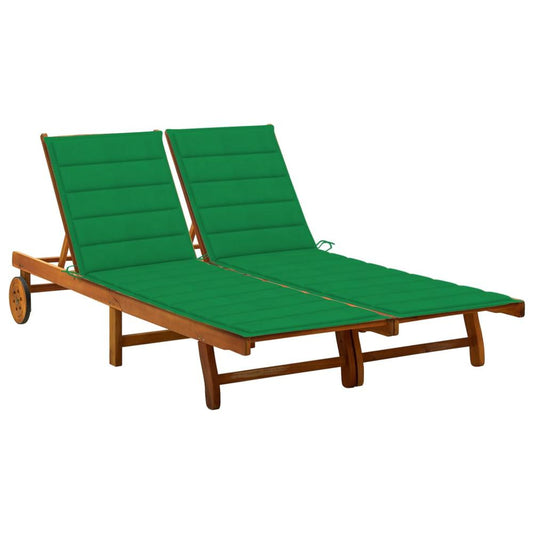 vidaXL 2-Person Patio Sun Lounger with Cushions Solid Acacia Wood, 3061379